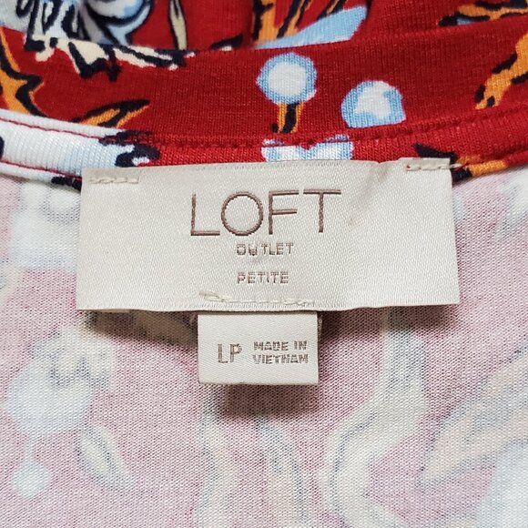 LOFT Outlet Petite Red Floral Print Knit Tank Dress LP - Picture 2 of 8